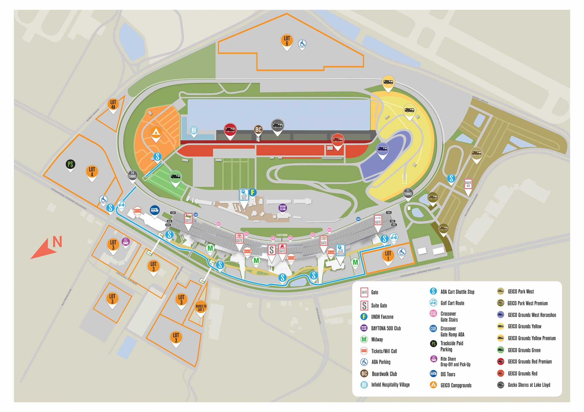 Daytona Speedway Parking Map